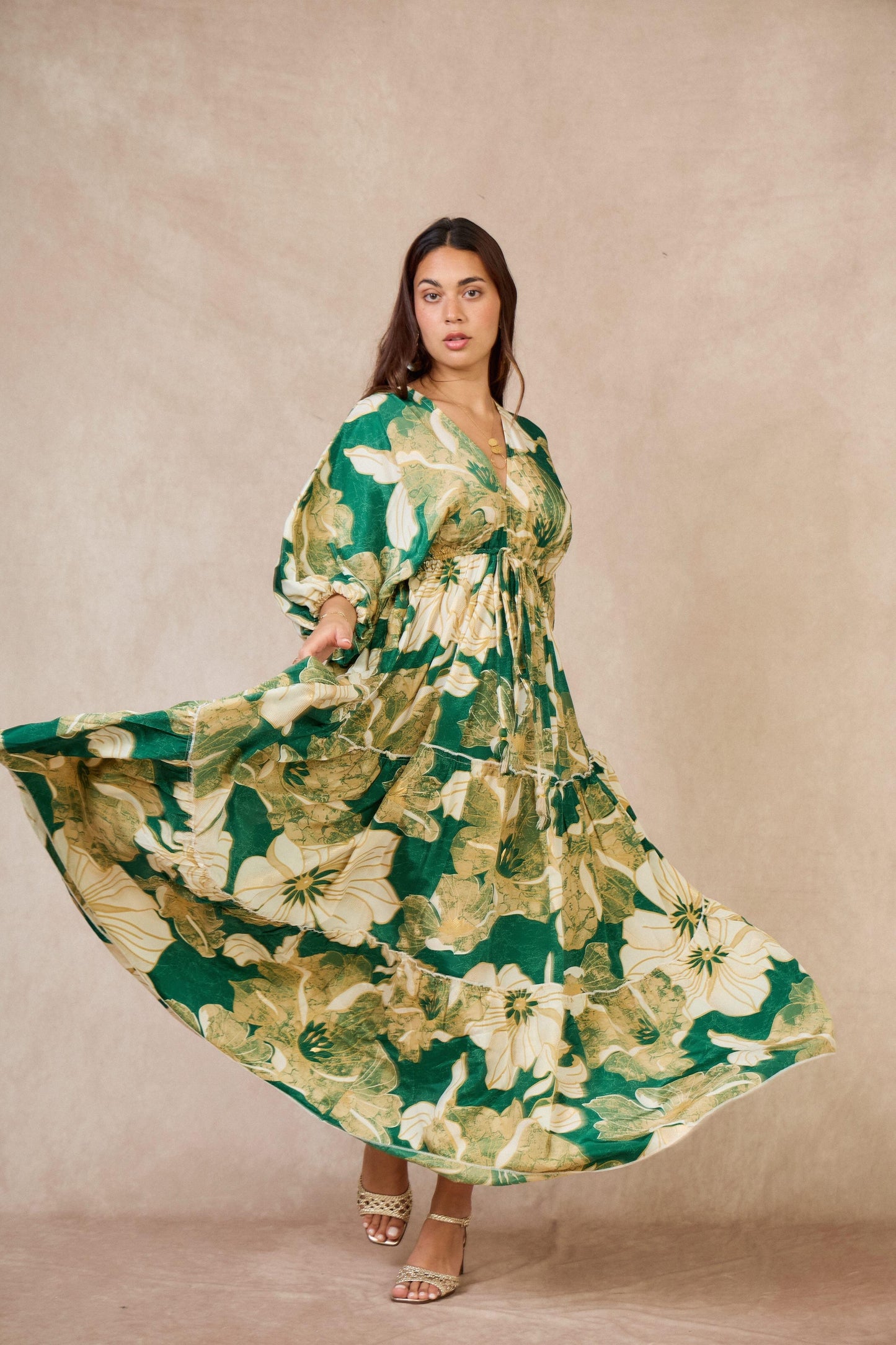 Robe longue bohème en soie