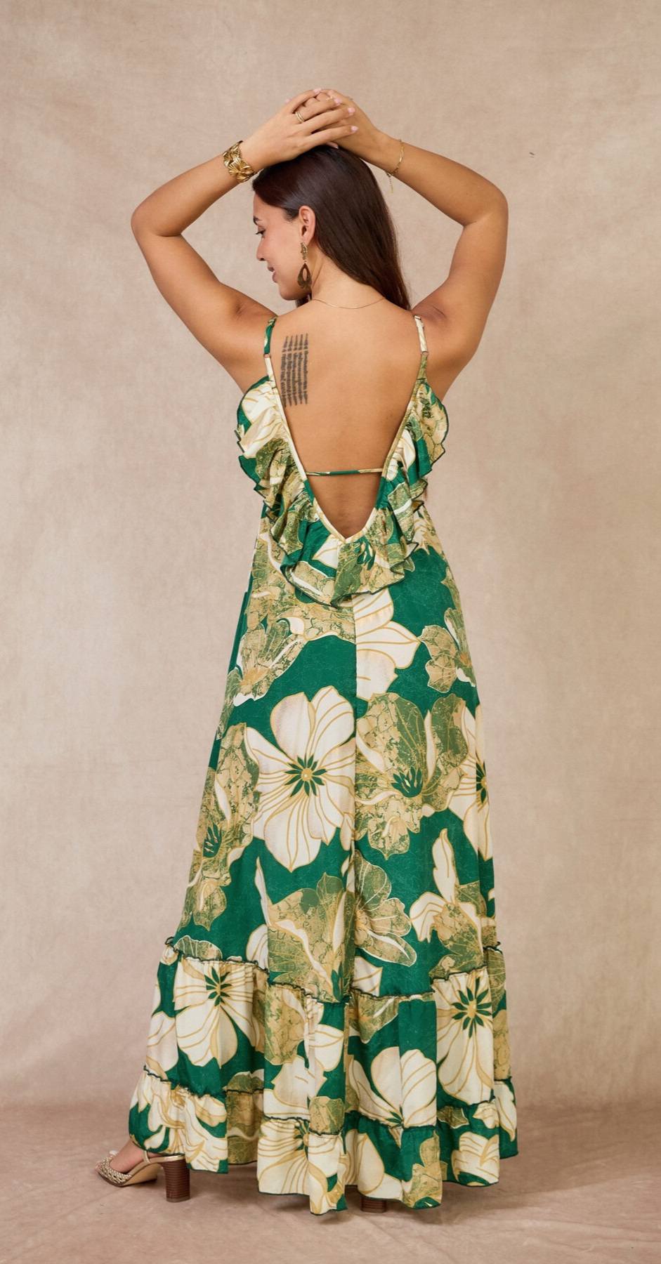 Robe longue bohème en soie