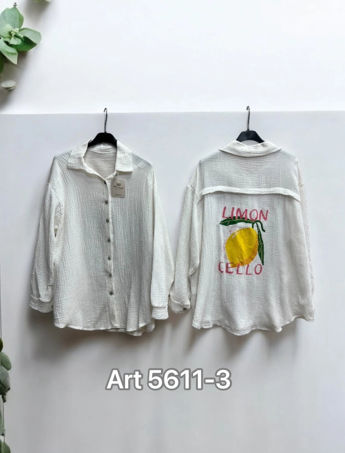 Chemise en gaze de coton imprimée Limoncello au dos
