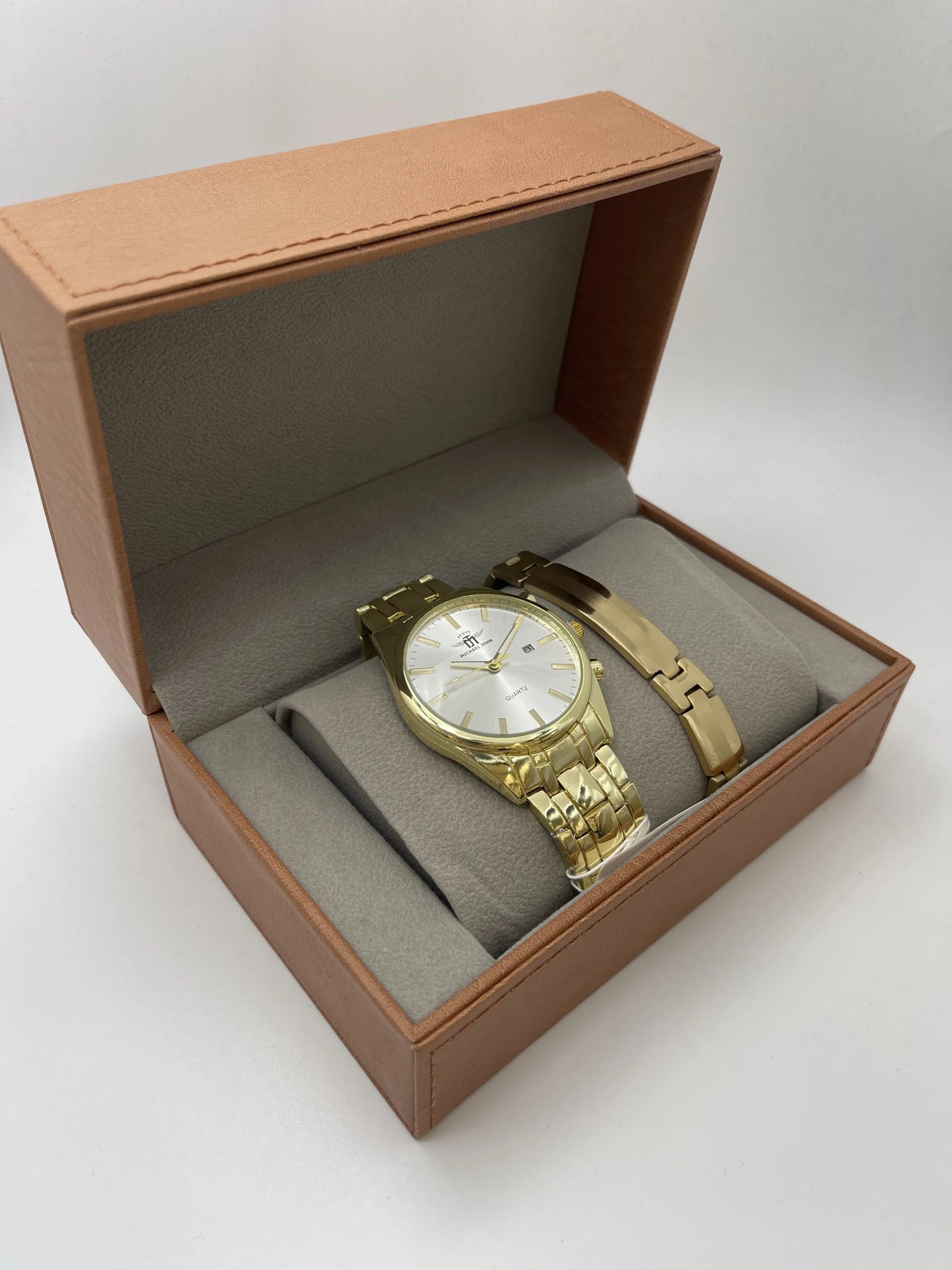 Coffret montre homme Michael John avec bijoux en acier