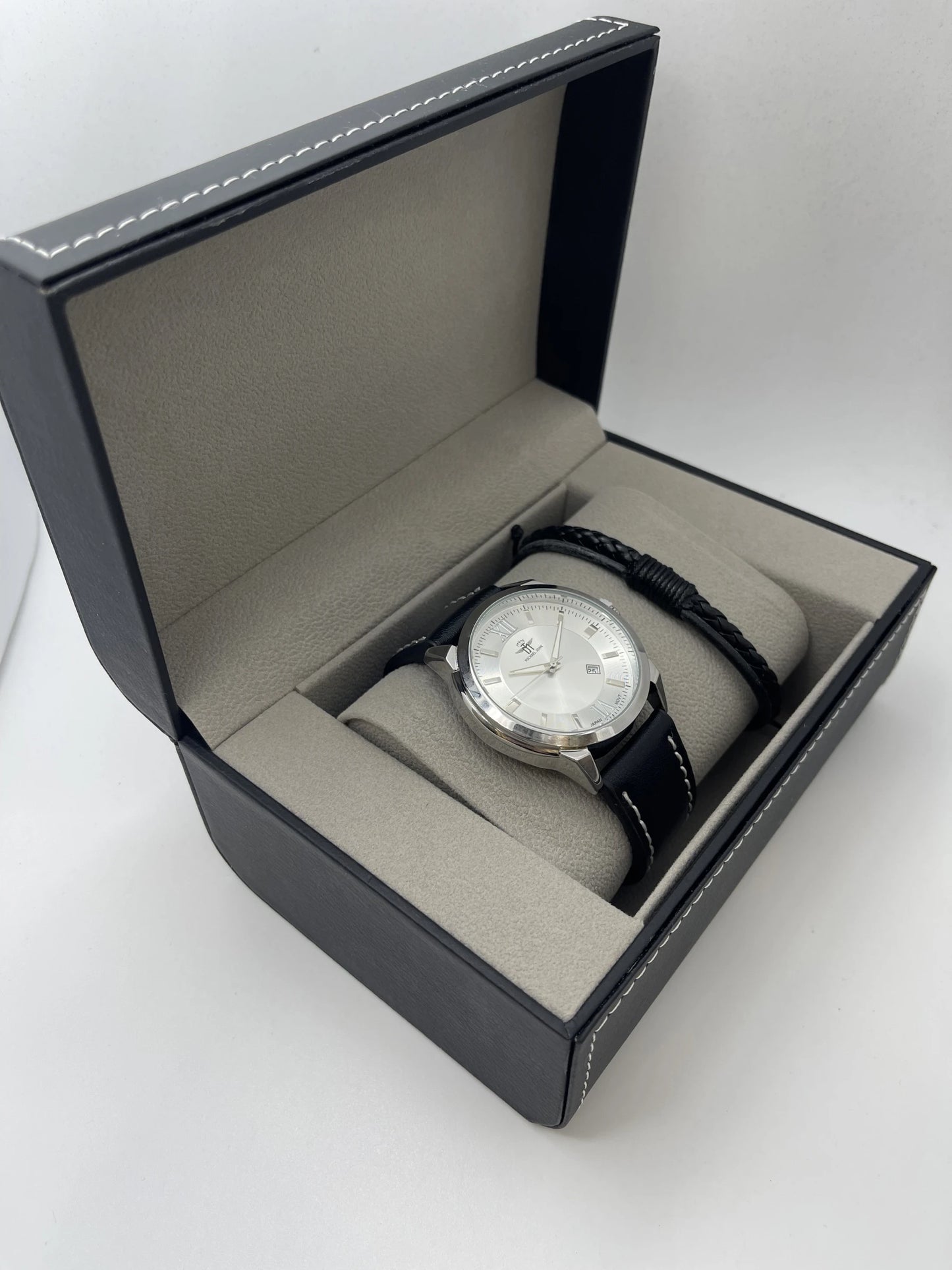 Coffret montre homme Michael John avec bijoux en acier