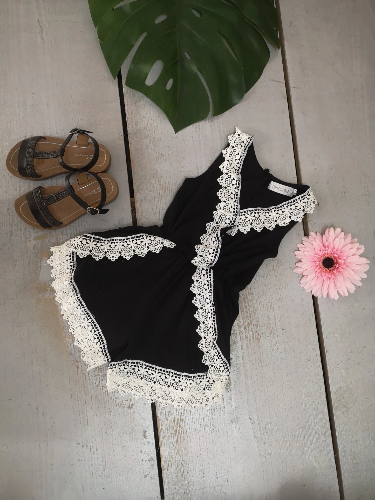 Combi-Short Uni Avec Bordure En Broderie Dentelle Fille