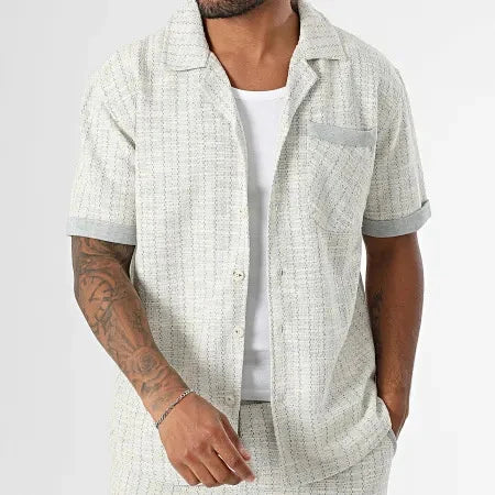 ensemble chemise short vert texturé