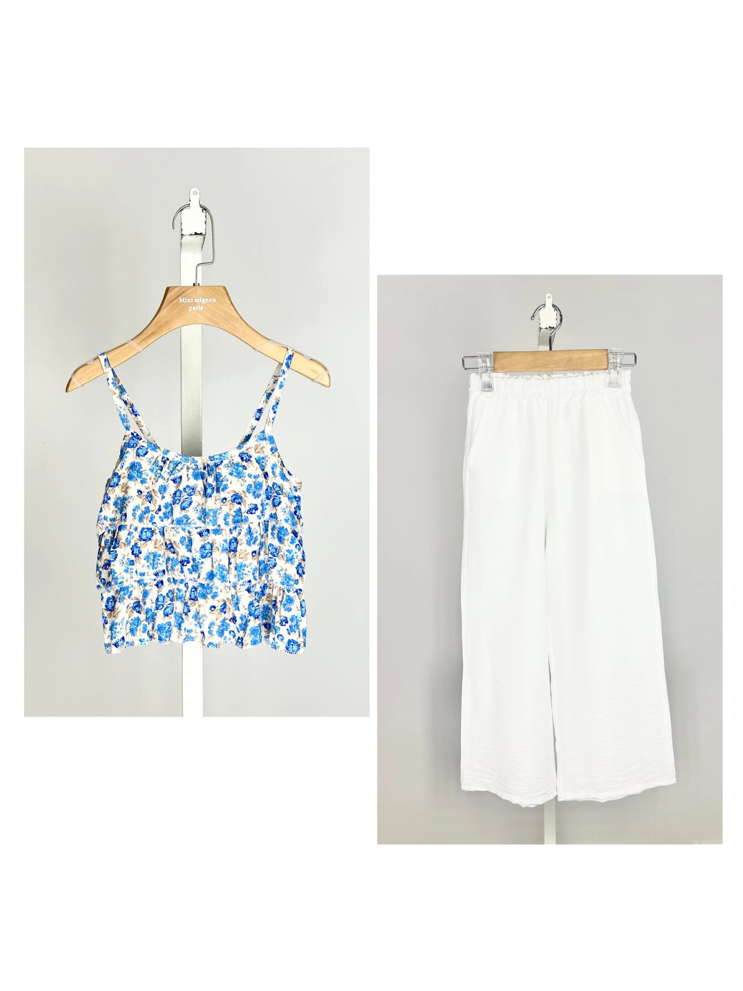 Ensemble top fleuri et pantalon large pour fille
