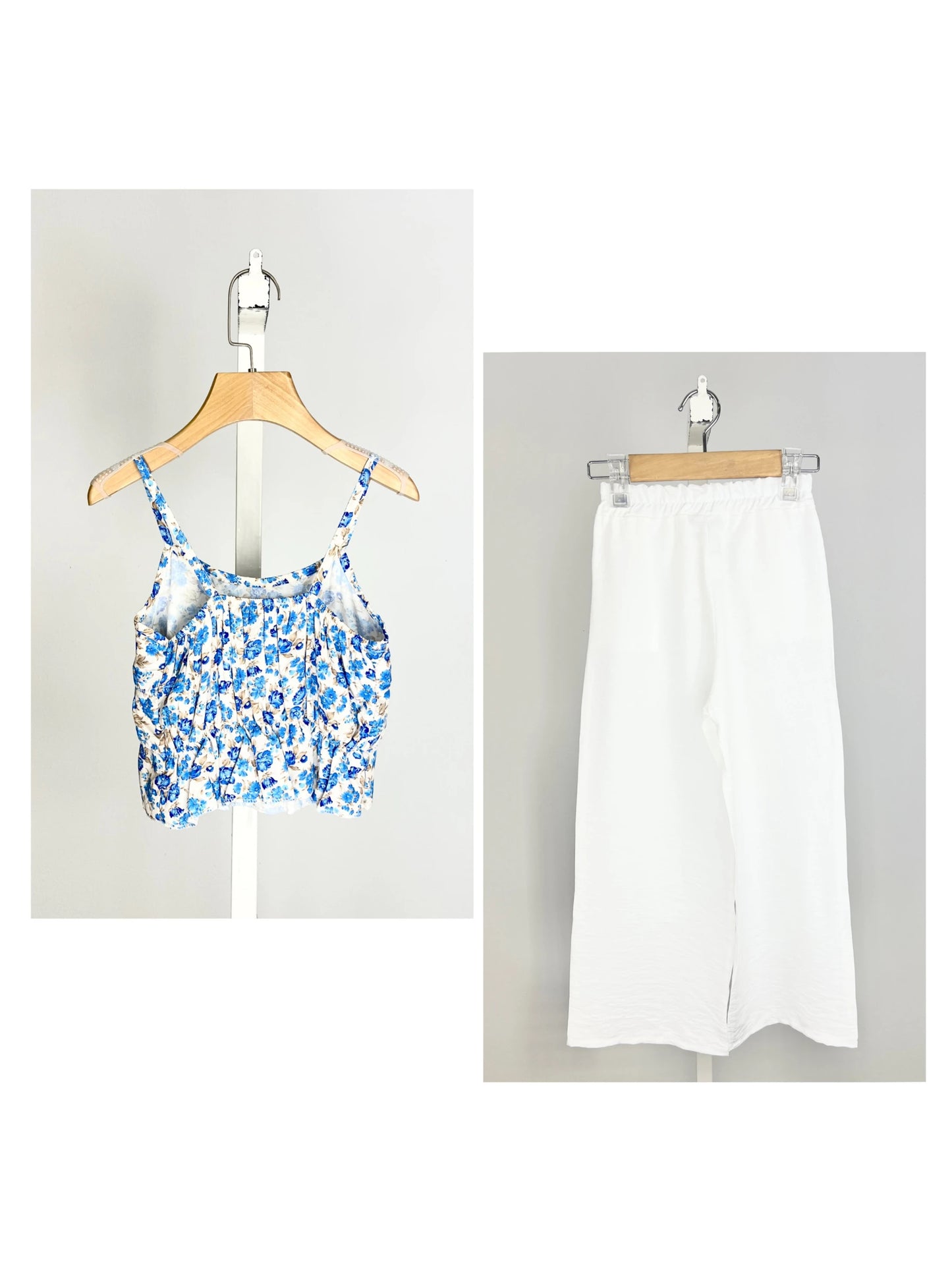 Ensemble top fleuri et pantalon large pour fille