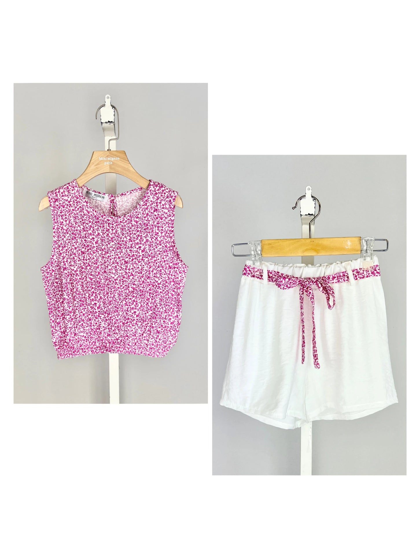 Ensemble top fleuri liberty et short à ceinture pour fille