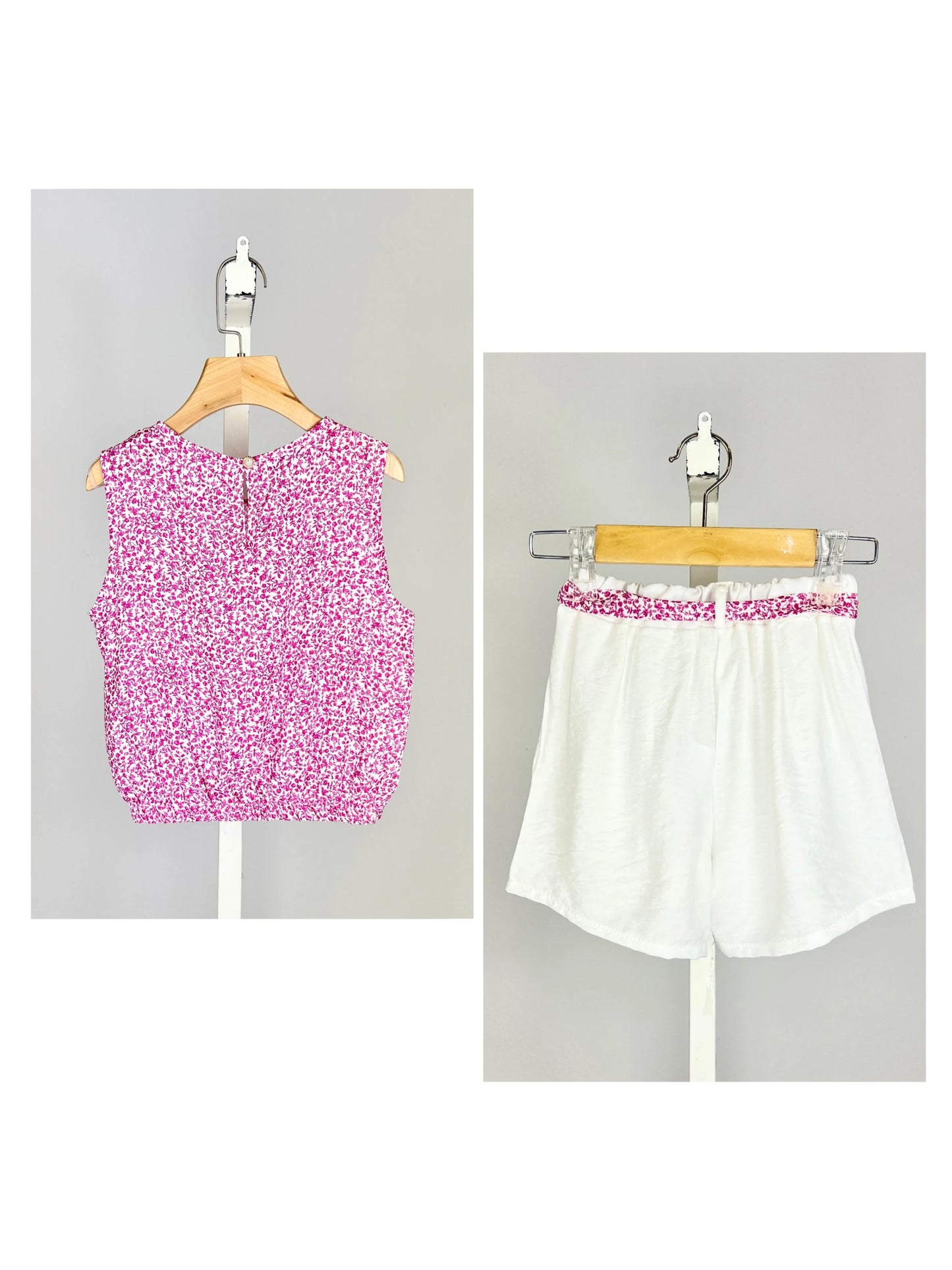 Ensemble top fleuri liberty et short à ceinture pour fille