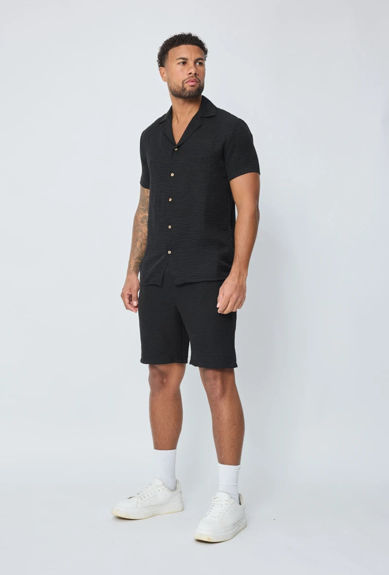 Ensemble uni chemise manches courtes avec short