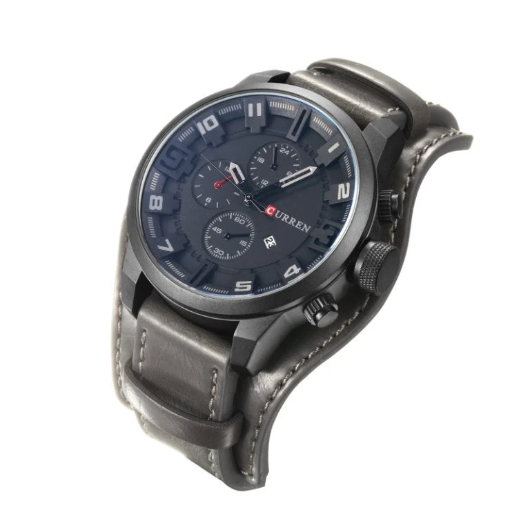 montre tendance homme Curren avec bracelet en cuir water resistant