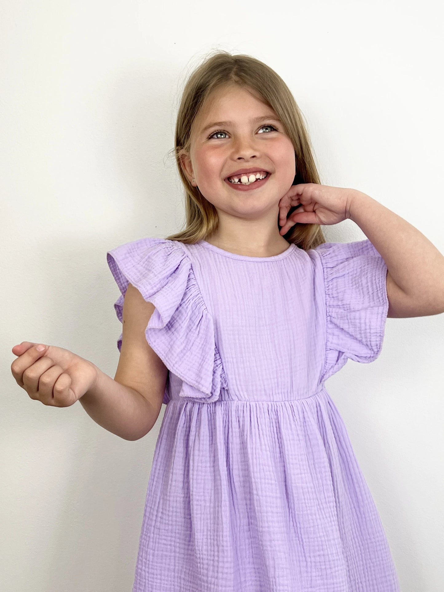 Robe en gaze de coton à volants pour fille