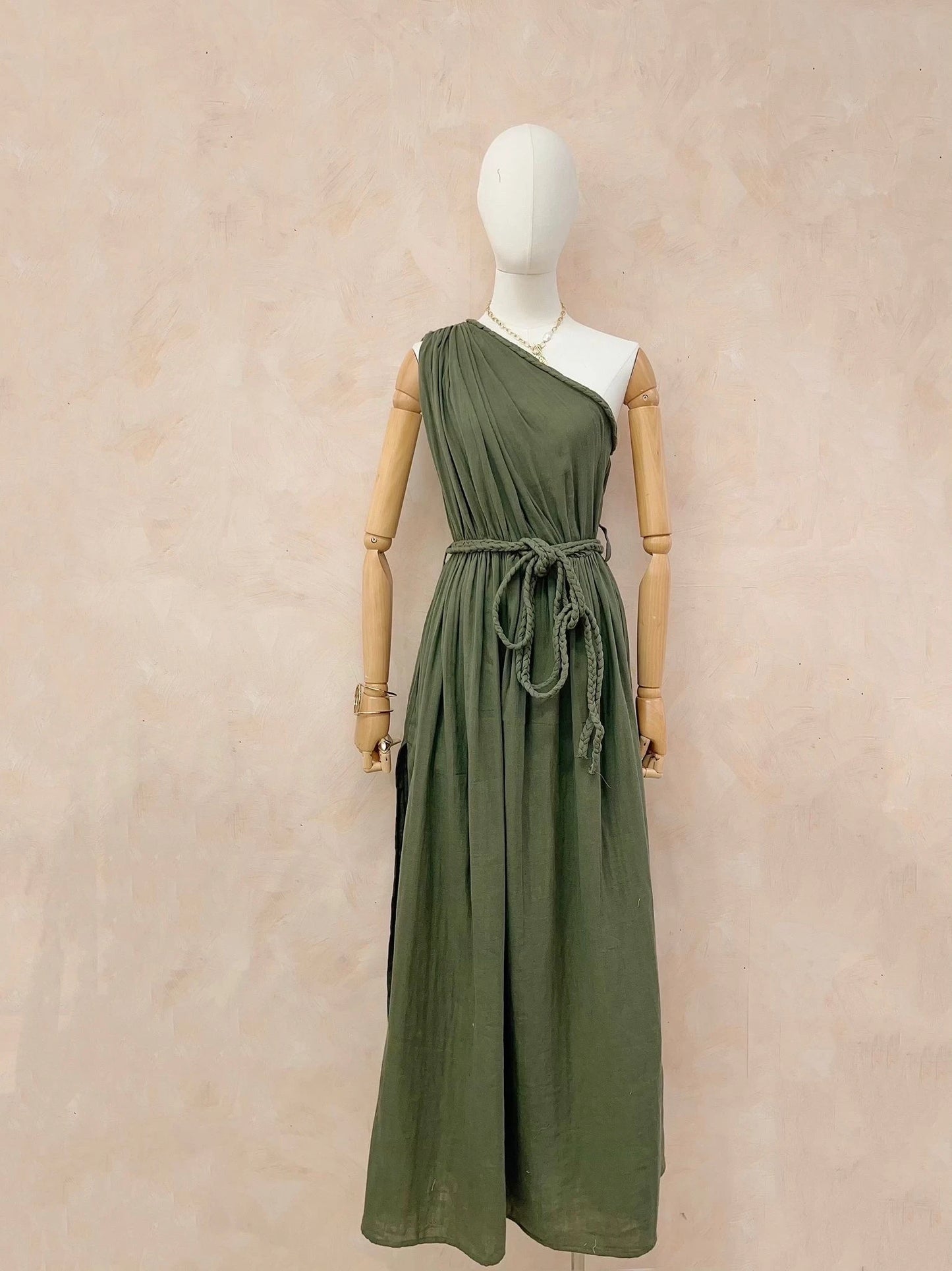 Robe longue en coton et ceinture