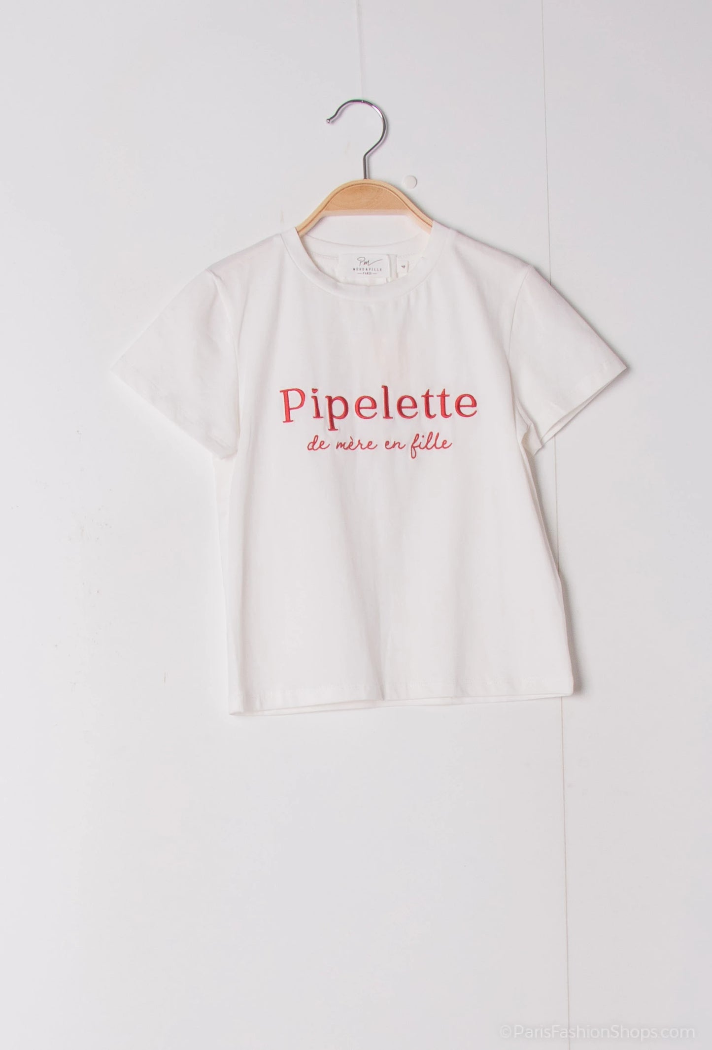 T-shirt avec broderie "Pipelette de mère en fille"