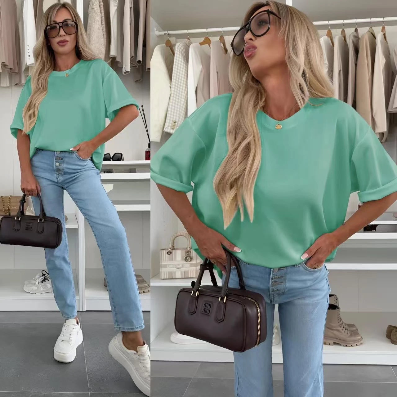 Top oversize à manches courtes