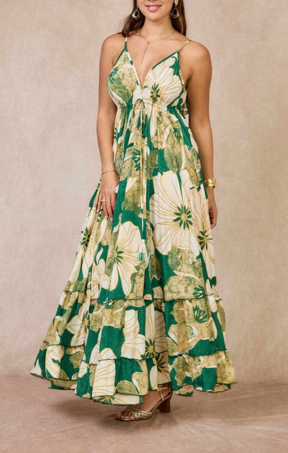 Robe longue bohème en soie