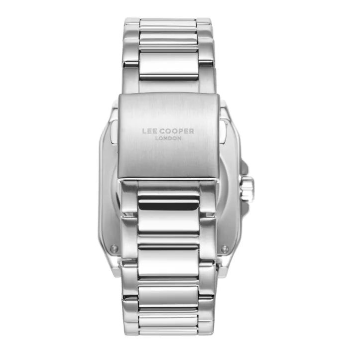 LeeCooper – EDWARD – LC08198 – Montre Homme – Analogique Mouvement Squelette Automatique – Boitier carré en métal argenté – Cadran squelette