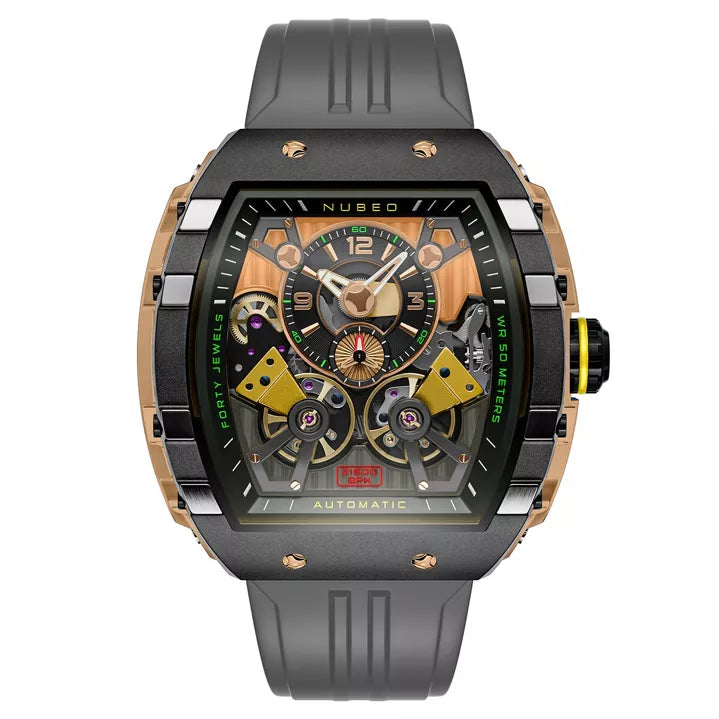 NUBEO – MAGELLAN DOUBLE BARREL AUTOMATIC – NB-6100 – Montre homme – Mouvement japonais automatique avec cœur ouvert
