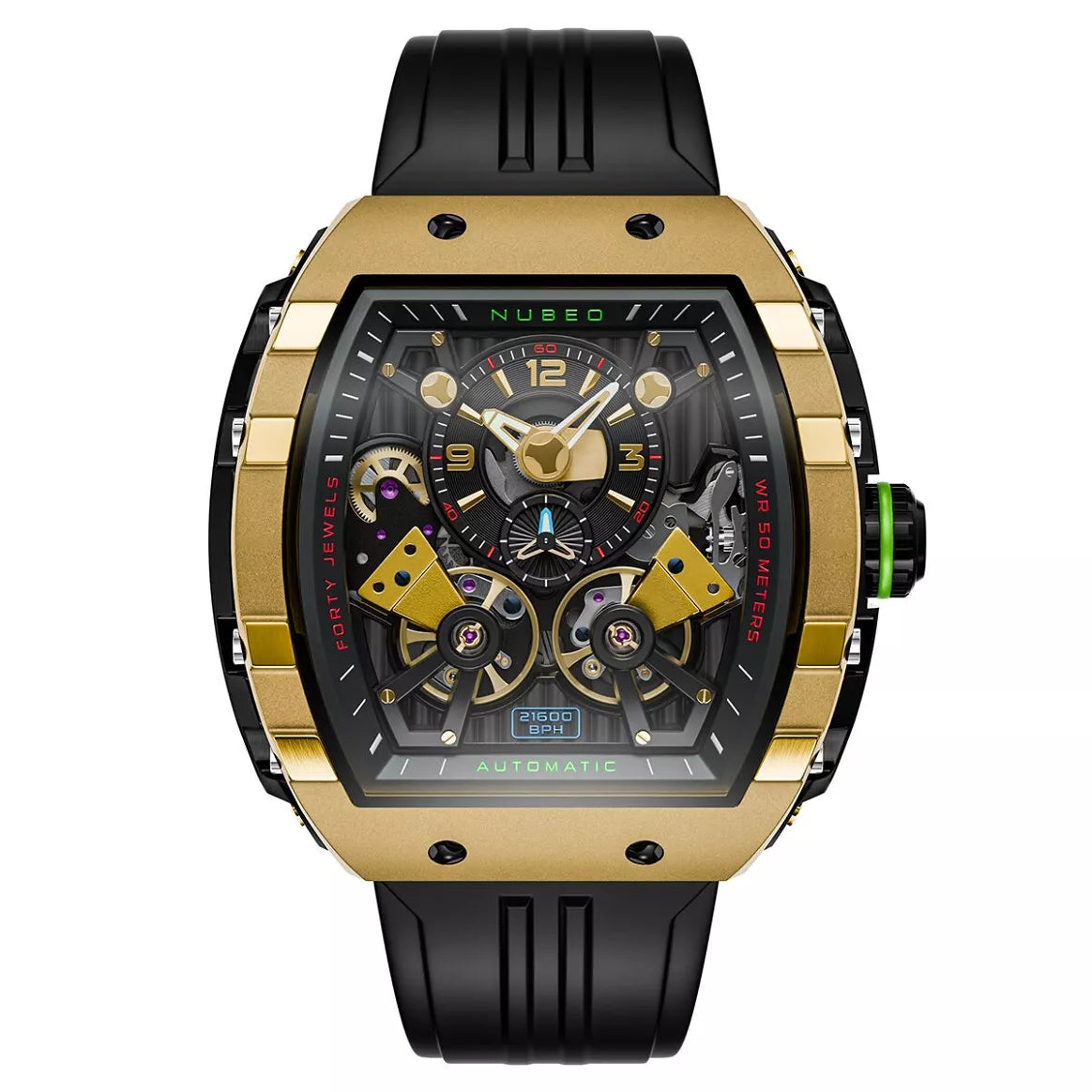 NUBEO – MAGELLAN DOUBLE BARREL AUTOMATIC – NB-6100 – Montre homme – Mouvement japonais automatique avec cœur ouvert