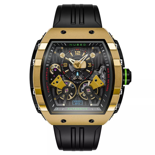 NUBEO – MAGELLAN DOUBLE BARREL AUTOMATIC – NB-6100 – Montre homme – Mouvement japonais automatique avec cœur ouvert