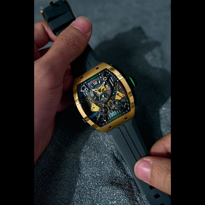 NUBEO – MAGELLAN DOUBLE BARREL AUTOMATIC – NB-6100 – Montre homme – Mouvement japonais automatique avec cœur ouvert