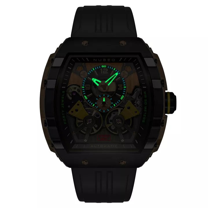 NUBEO – MAGELLAN DOUBLE BARREL AUTOMATIC – NB-6100 – Montre homme – Mouvement japonais automatique avec cœur ouvert