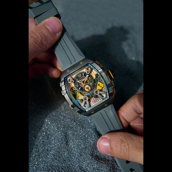 NUBEO – MAGELLAN DOUBLE BARREL AUTOMATIC – NB-6100 – Montre homme – Mouvement japonais automatique avec cœur ouvert