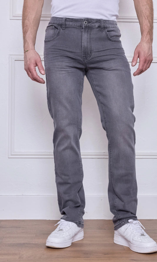 Jeans Coupe Regular - Gris Délavé