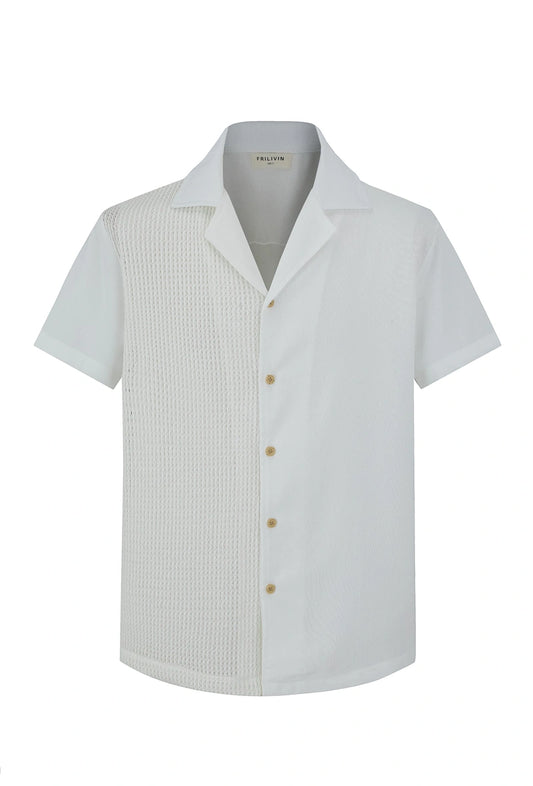 Chemise unie manches courtes bi-matiere