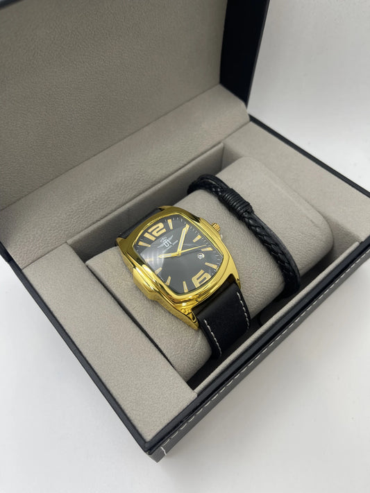 Coffret montre homme Michael John avec bijoux en acier