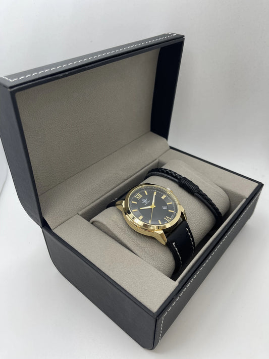 Coffret montre homme Michael John avec bijoux en acier