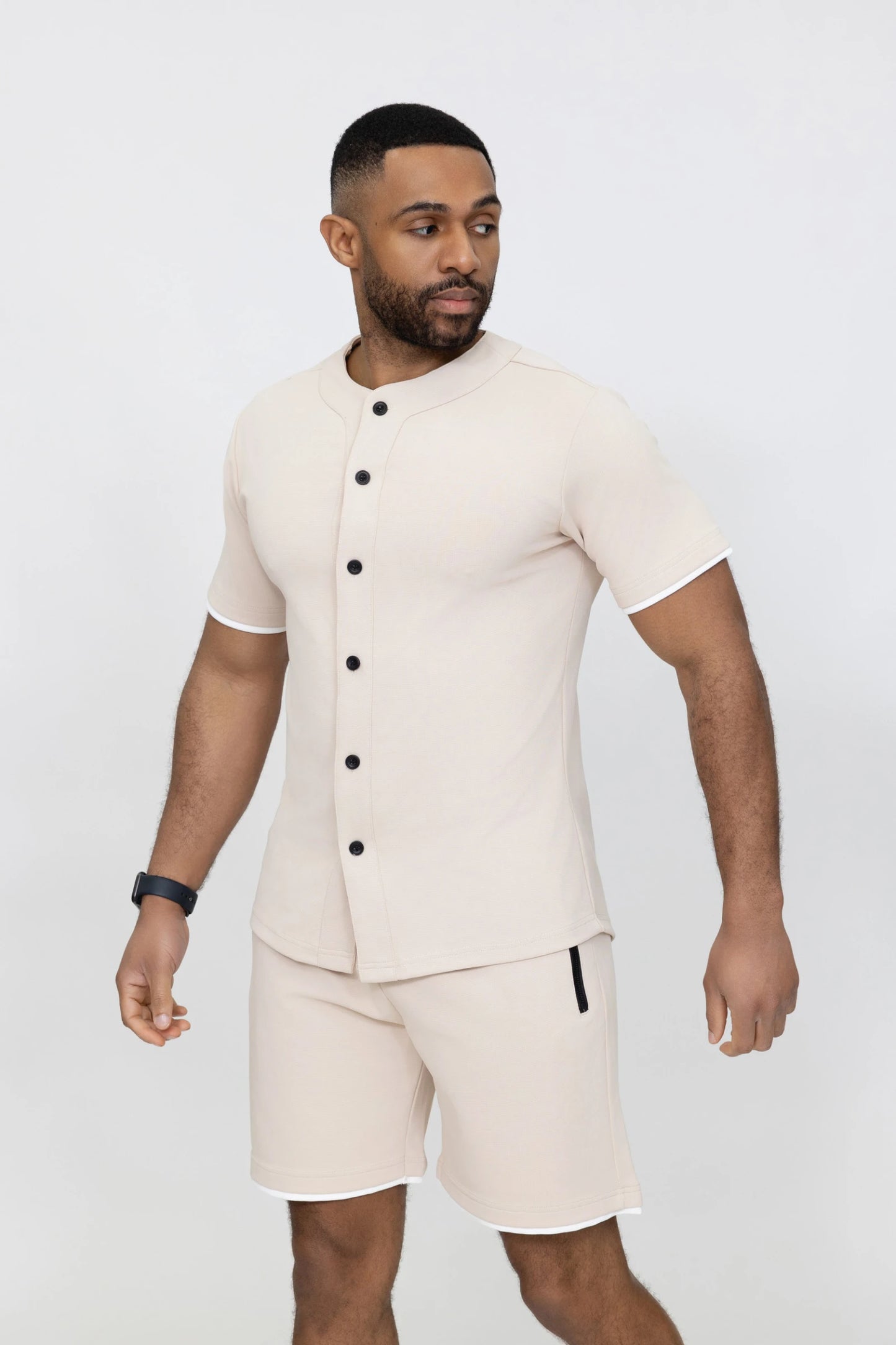 Ensemble chemise short sans col