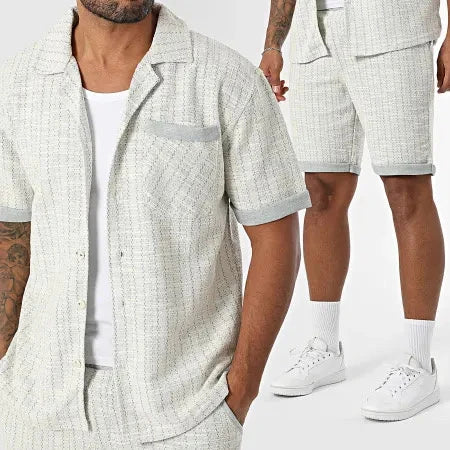 ensemble chemise short vert texturé