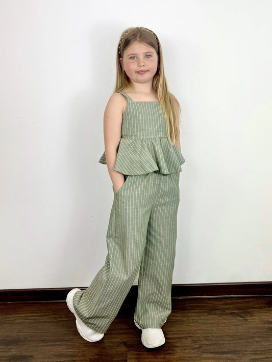 Ensemble en coton à rayures pour fille