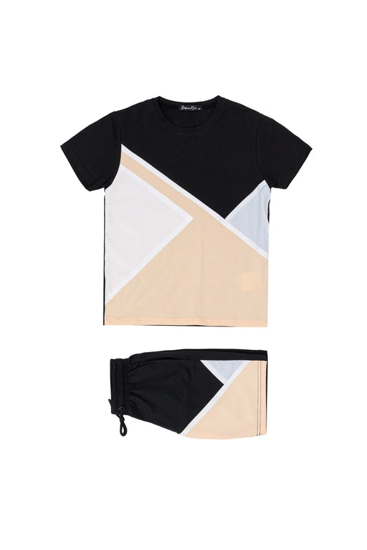 Ensemble t-shirt short uni bi-couleur