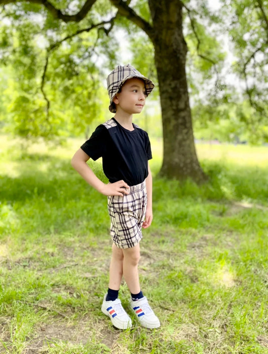 Ensemble Top Et Short Jeu Uni Et Quadrillés Rayures Avec Bob Garçon
