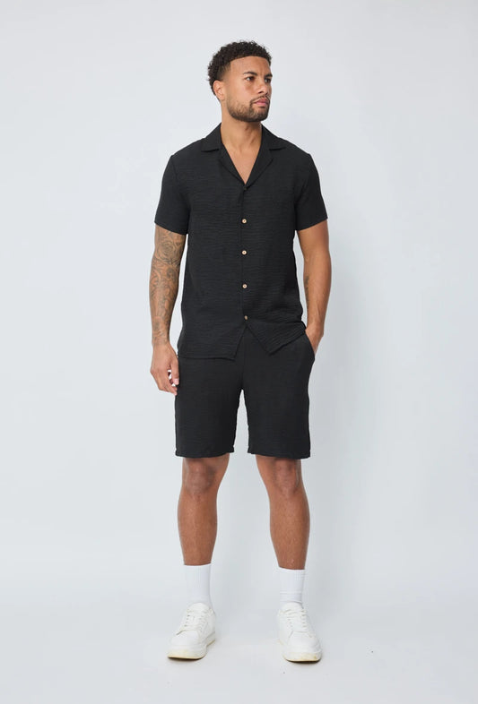 Ensemble uni chemise manches courtes avec short
