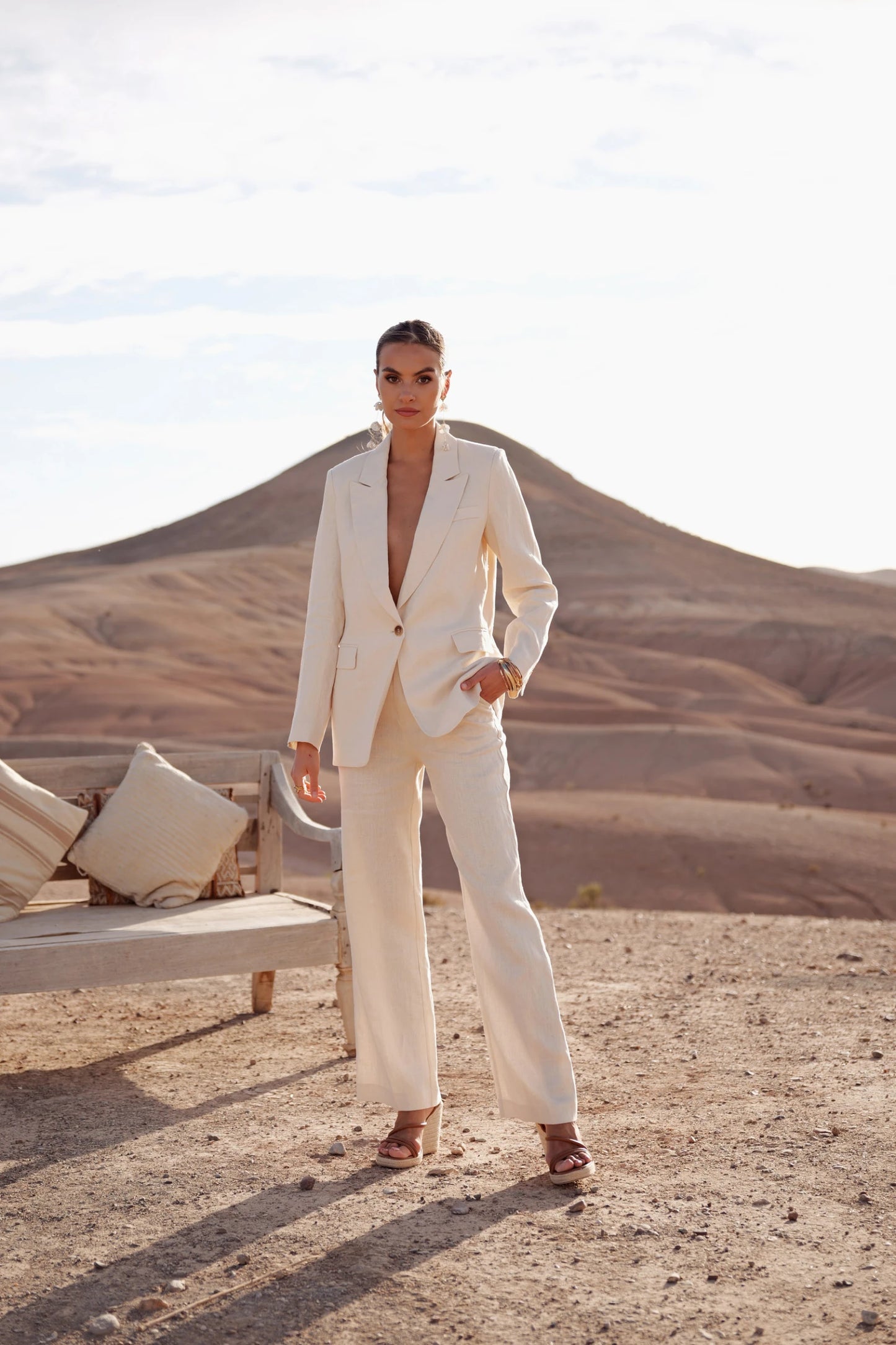 [Linen] Ensemble 2 pièces veste et pantalon en lin qualité supérieure