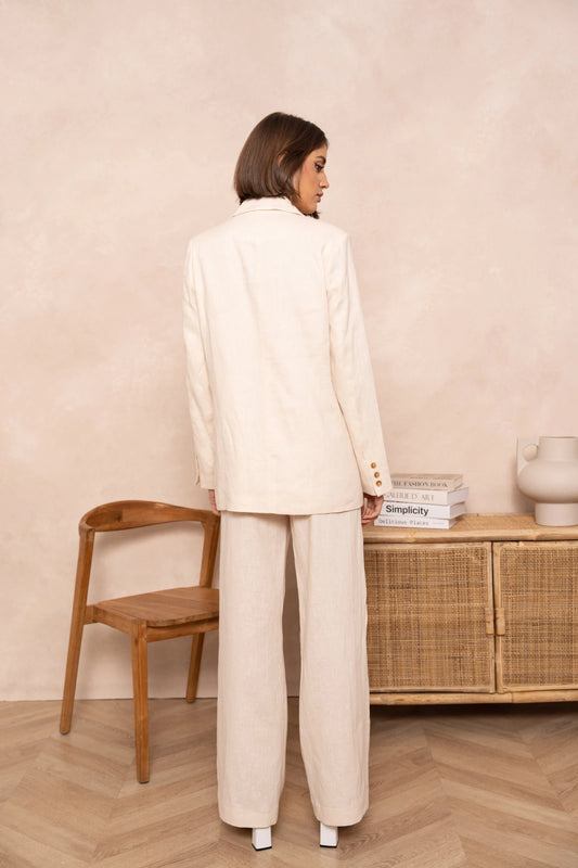 [Linen] Ensemble 2 pièces veste et pantalon en lin qualité supérieure
