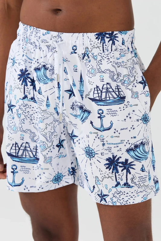 Lucas : Short de Bain à Imprimé Nautique, séchage rapide