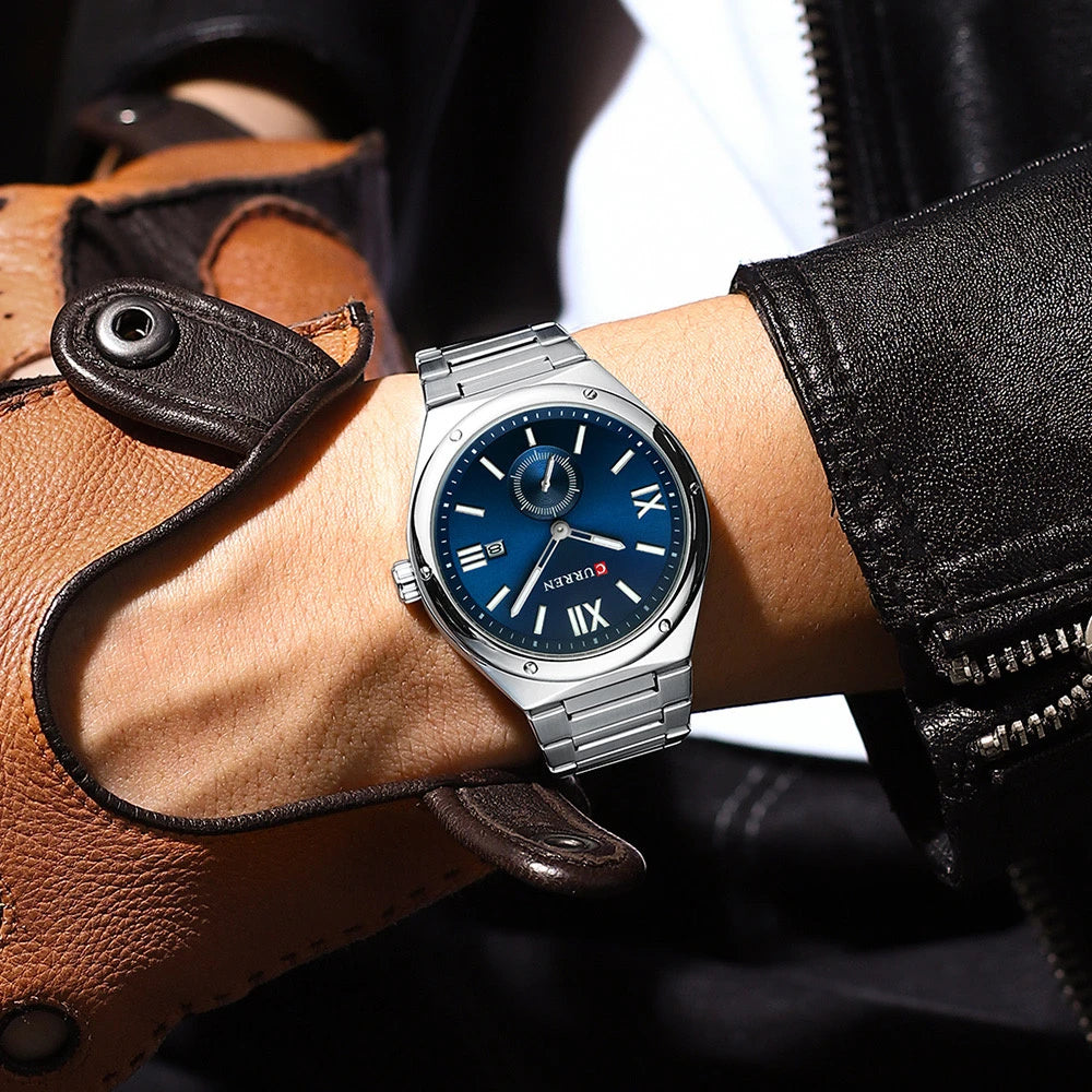 montre tendance homme Curren avec bracelet en acier water resistant avec date