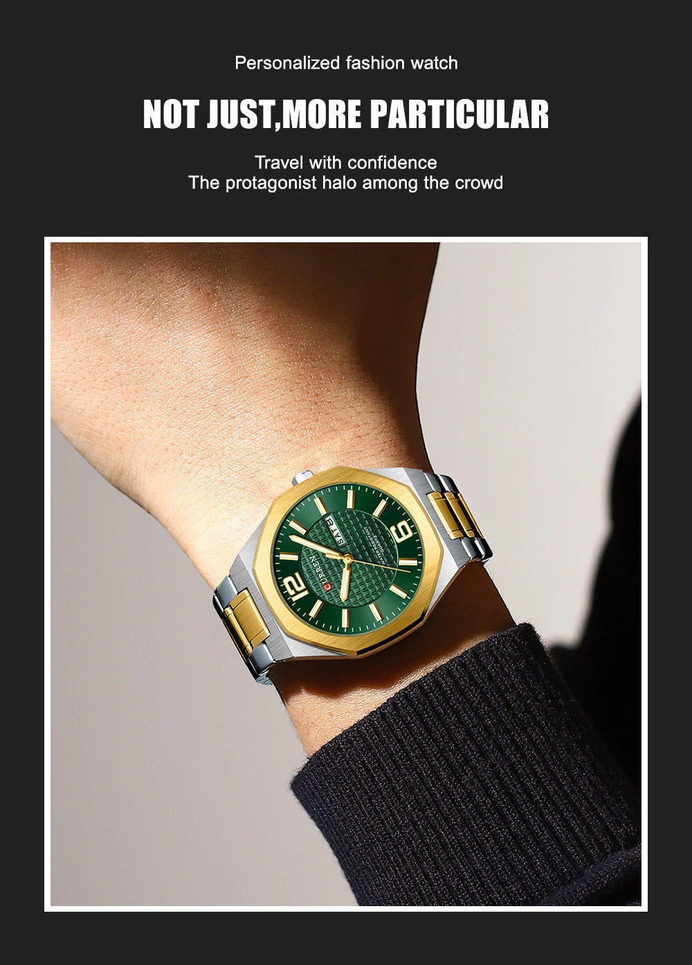 montre tendance homme Curren avec bracelet en acier water resistant avec date