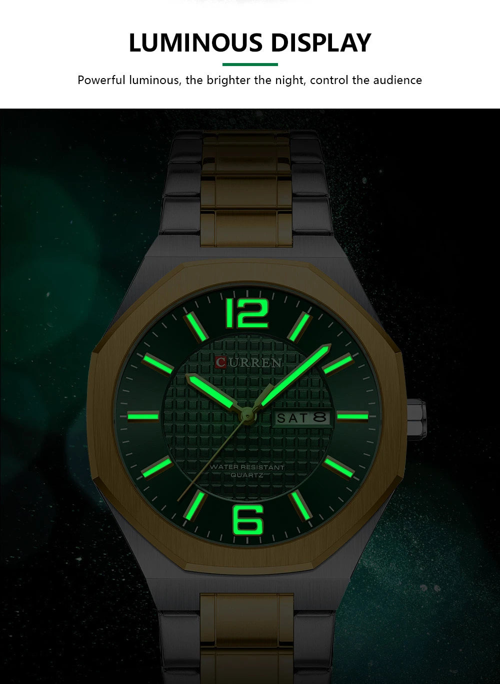 montre tendance homme Curren avec bracelet en acier water resistant avec date