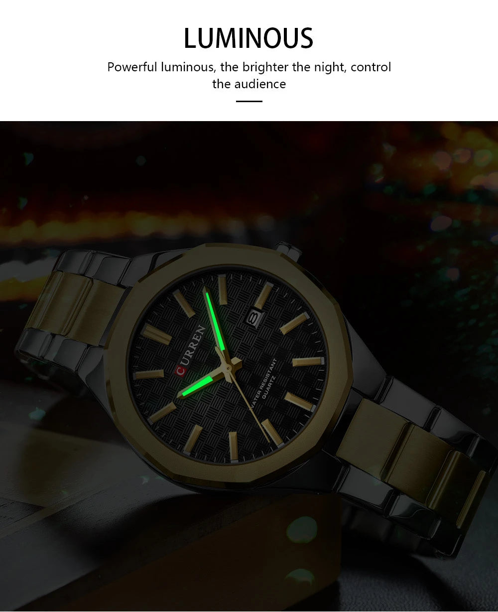 montre tendance homme Curren avec bracelet en acier water resistant avec date