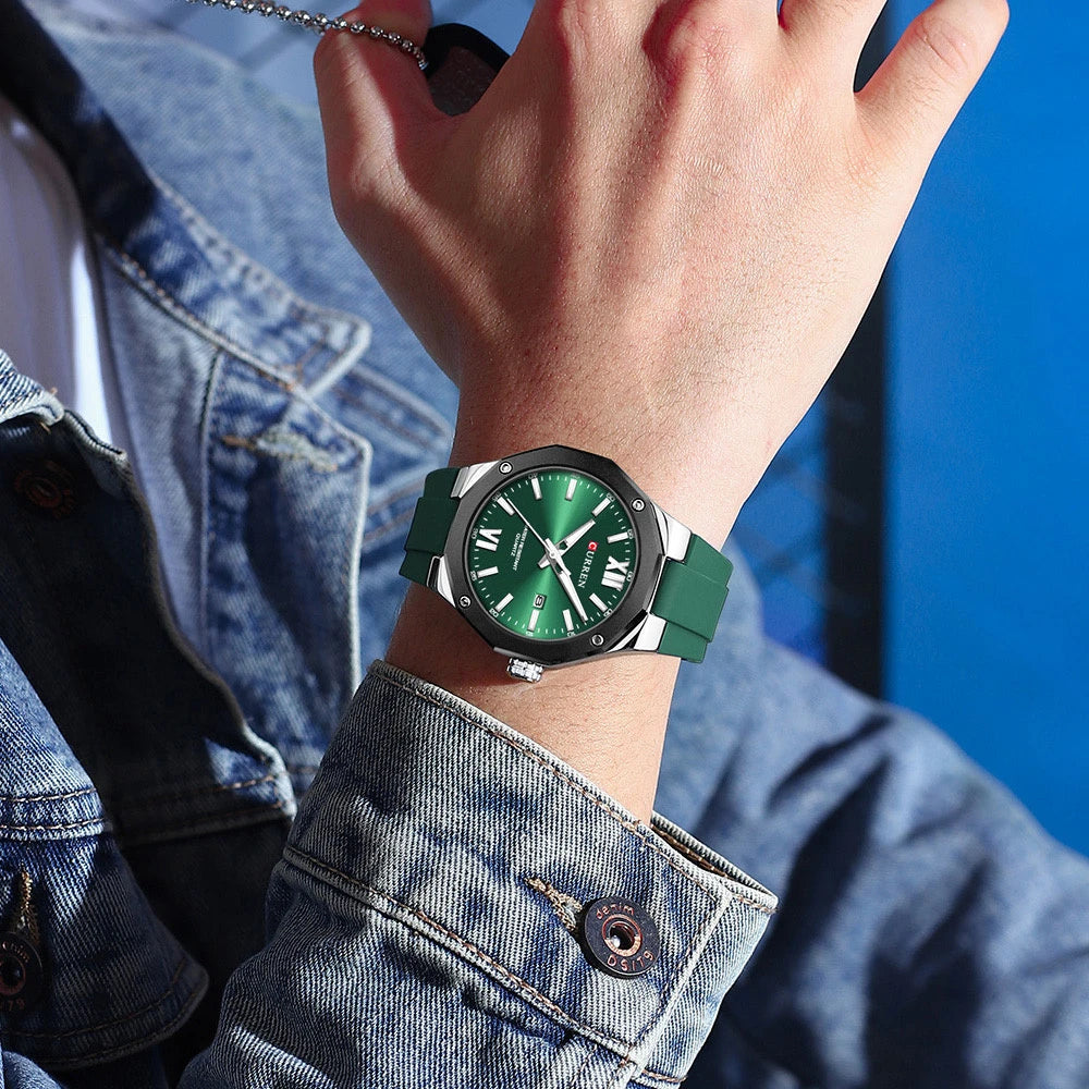 montre tendance homme Curren avec bracelet en silicone water resistant