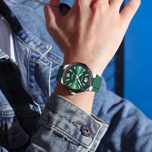 montre tendance homme Curren avec bracelet en silicone water resistant