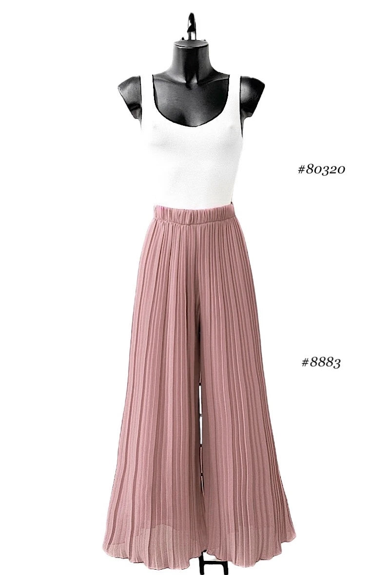 Pantalon ALMA plissée très fluide, imprimé avec doublure LONGUE en viscose.