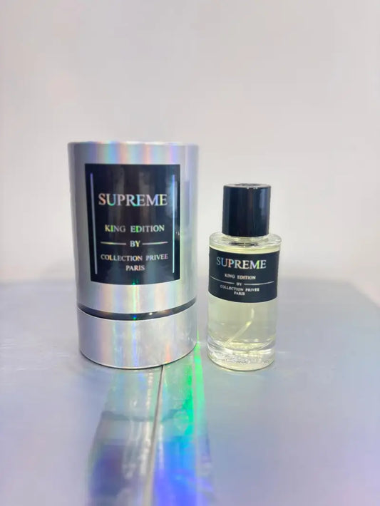 PARFUM SUPREME King Edition, flacon et étui, fragrance de luxe élégante pour homme.