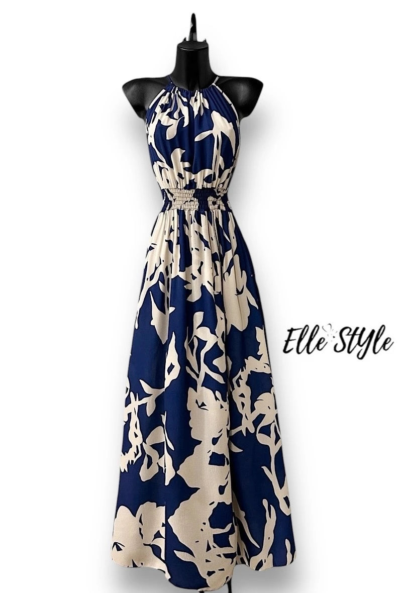 Robe ANIRRA très fluide, imprimé avec fente avant, romantique, chic et tendance