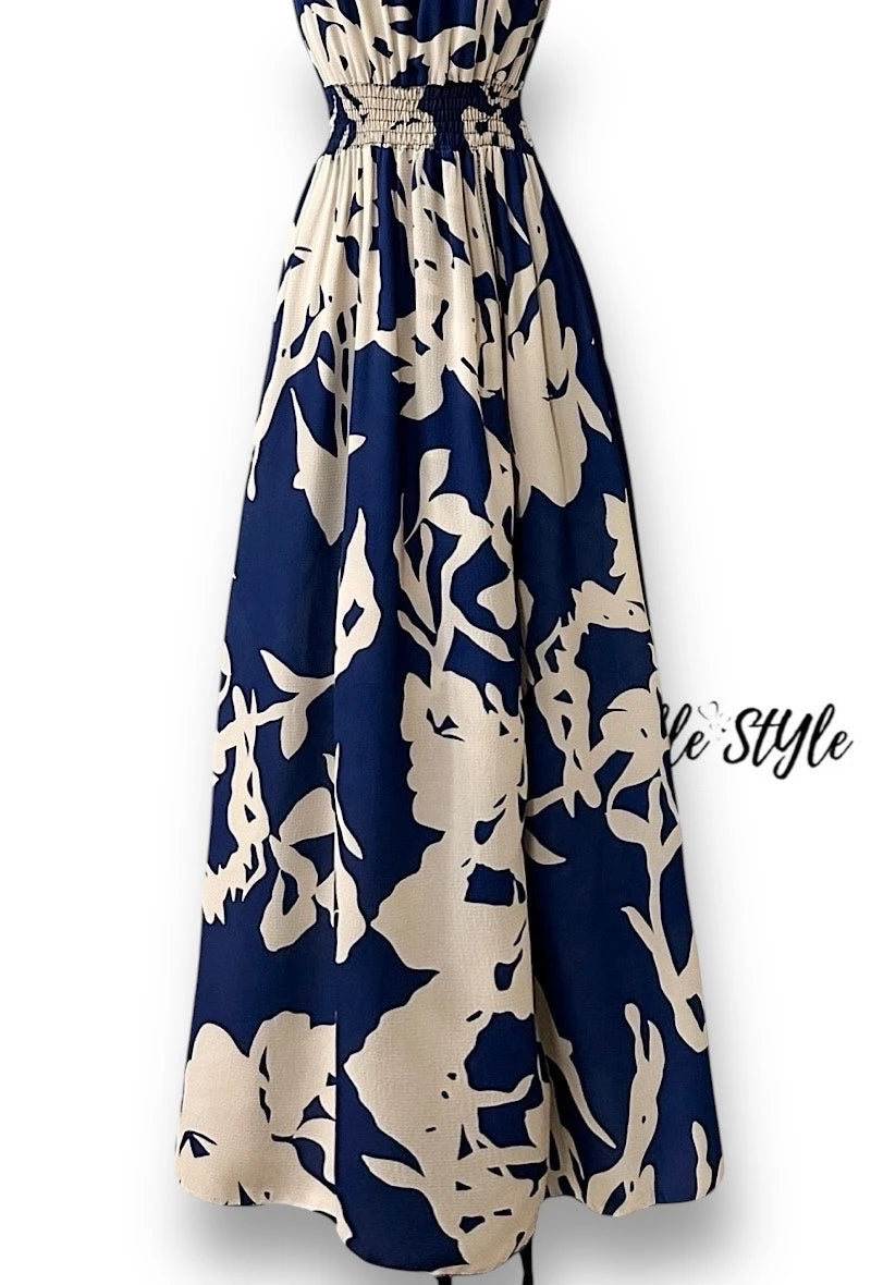 Robe ANIRRA très fluide, imprimé avec fente avant, romantique, chic et tendance