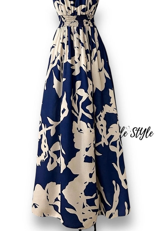 Robe ANIRRA très fluide, imprimé avec fente avant, romantique, chic et tendance