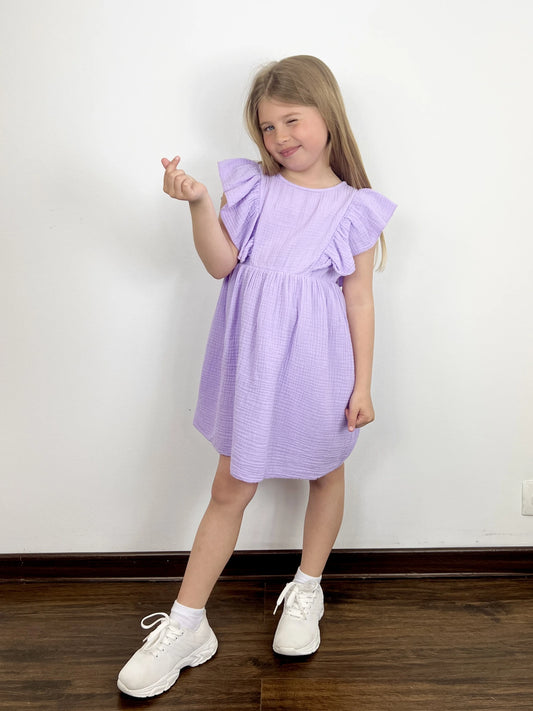 Robe en gaze de coton à volants pour fille